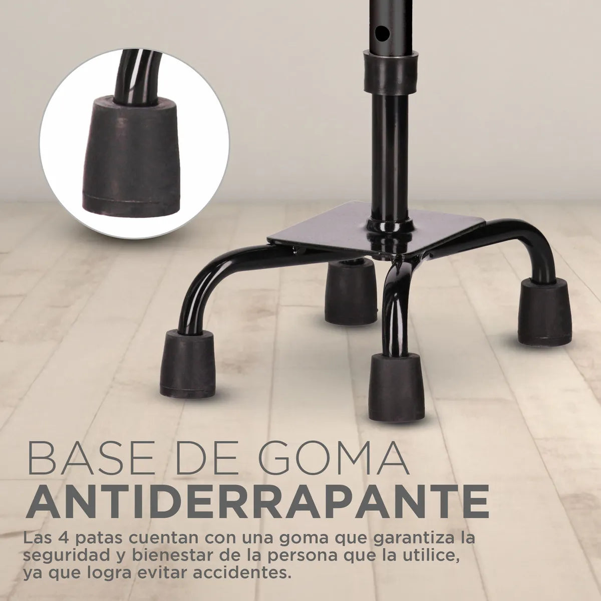 Bastón Ortopédico 4 Apoyos – Cuello de Ganso