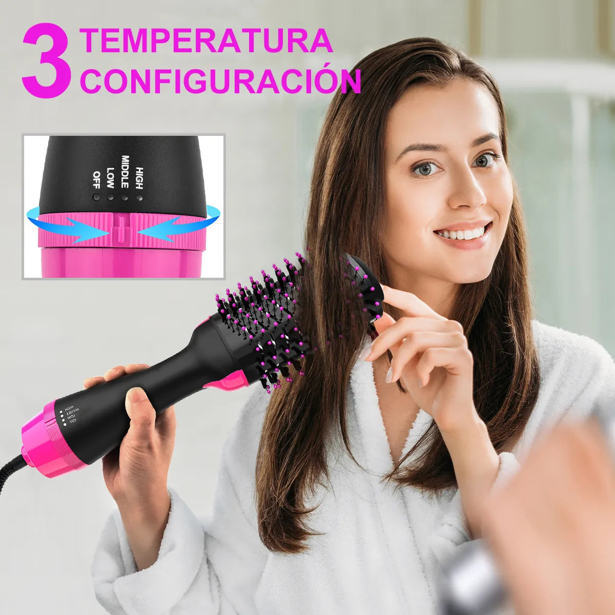 Cepillo Alaciador Rizador Electrico Ionic