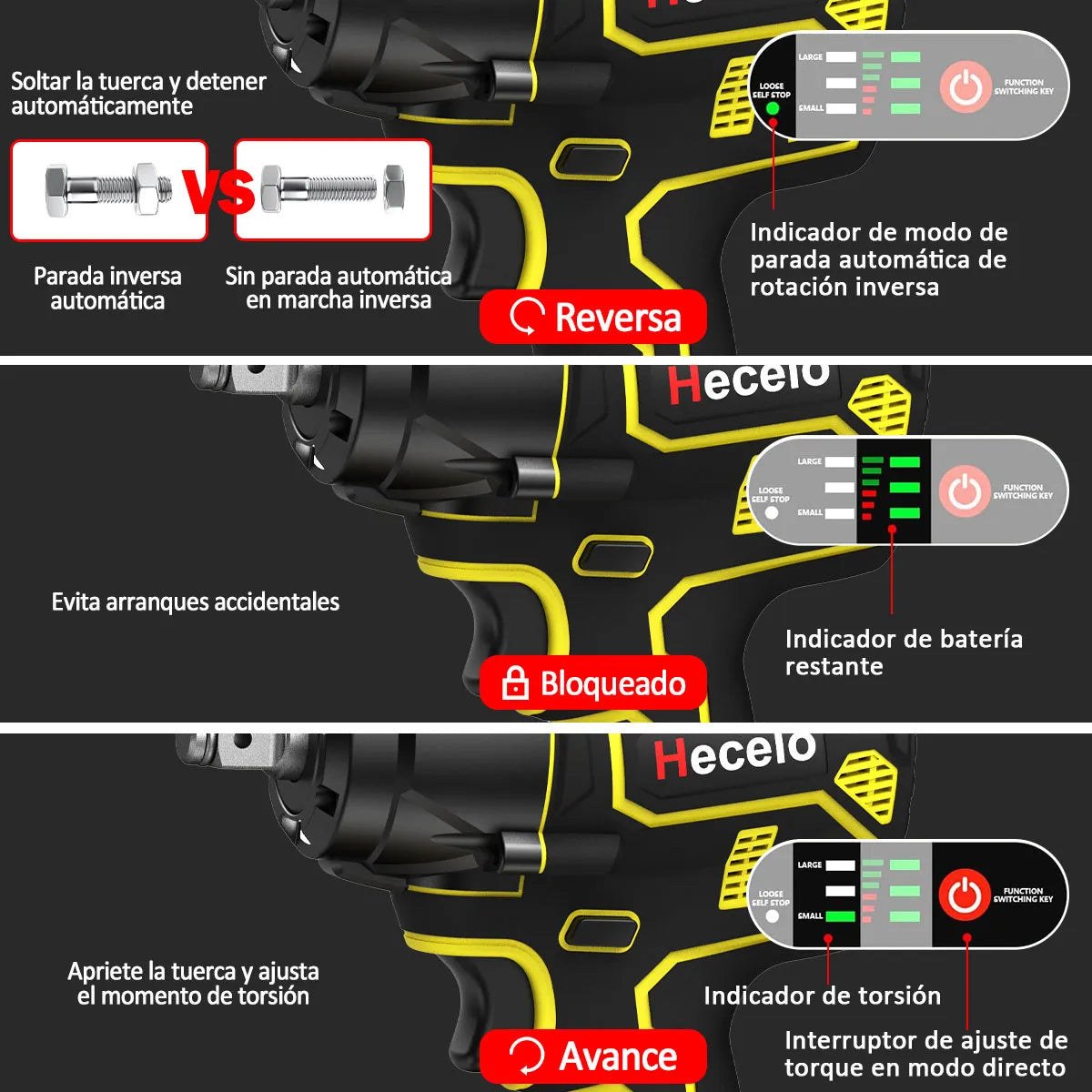 Llave pistola de impacto inalámbrico 2 Baterias 1/2