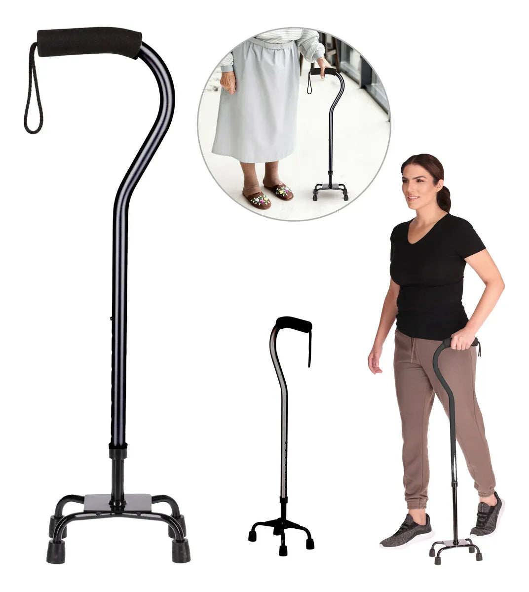 Bastón Ortopédico 4 Apoyos – Cuello de Ganso