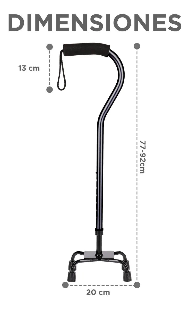 Bastón Ortopédico 4 Apoyos – Cuello de Ganso