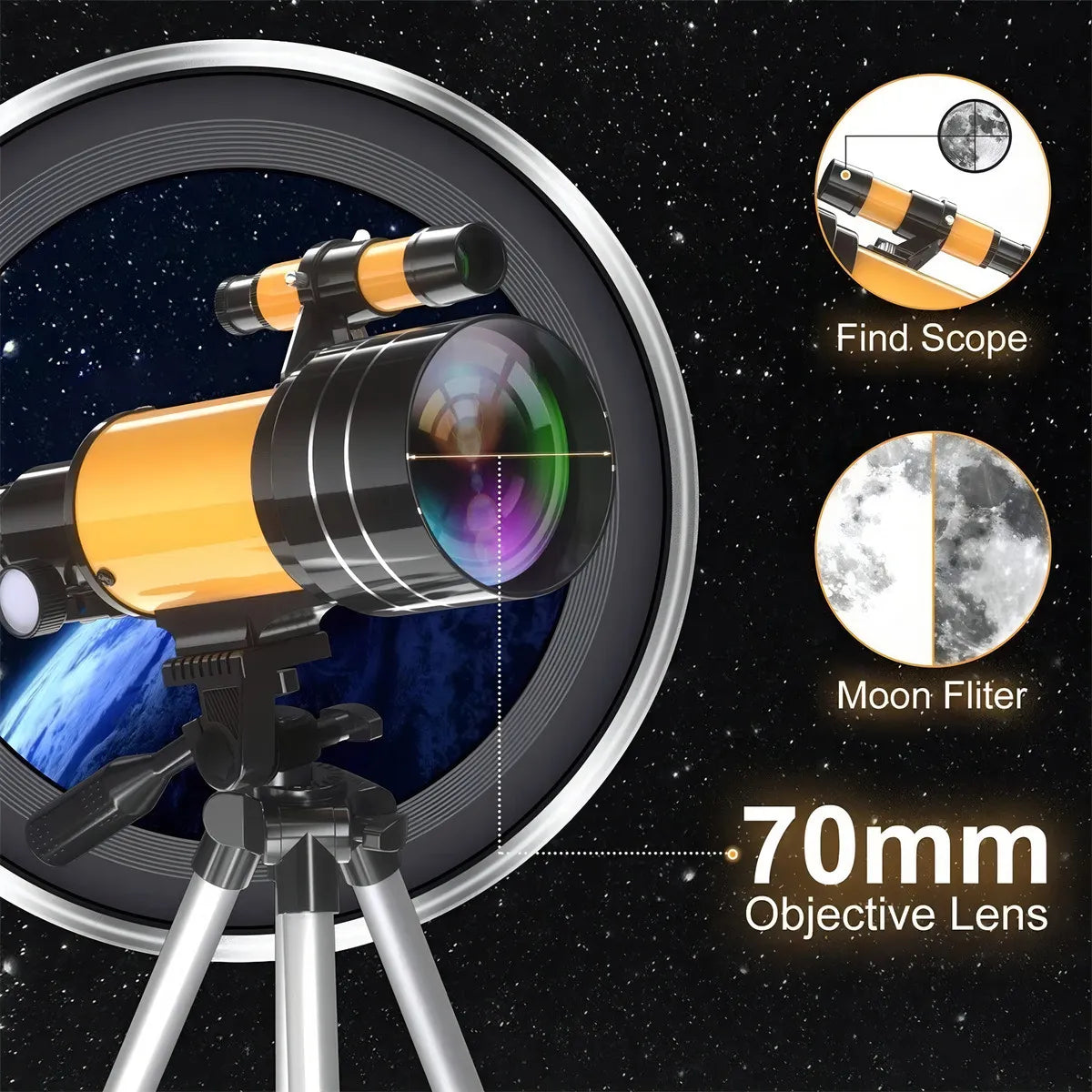Telescopio Astronómico Refractor HD