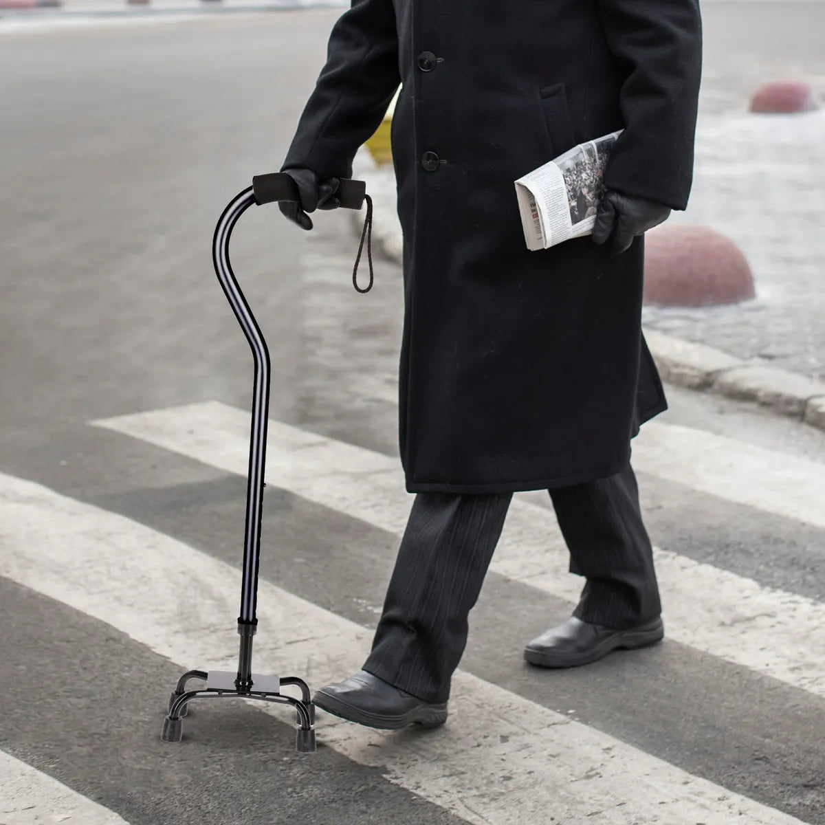 Bastón Ortopédico 4 Apoyos – Cuello de Ganso