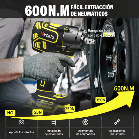 Llave pistola de impacto inalámbrico 2 Baterias 1/2