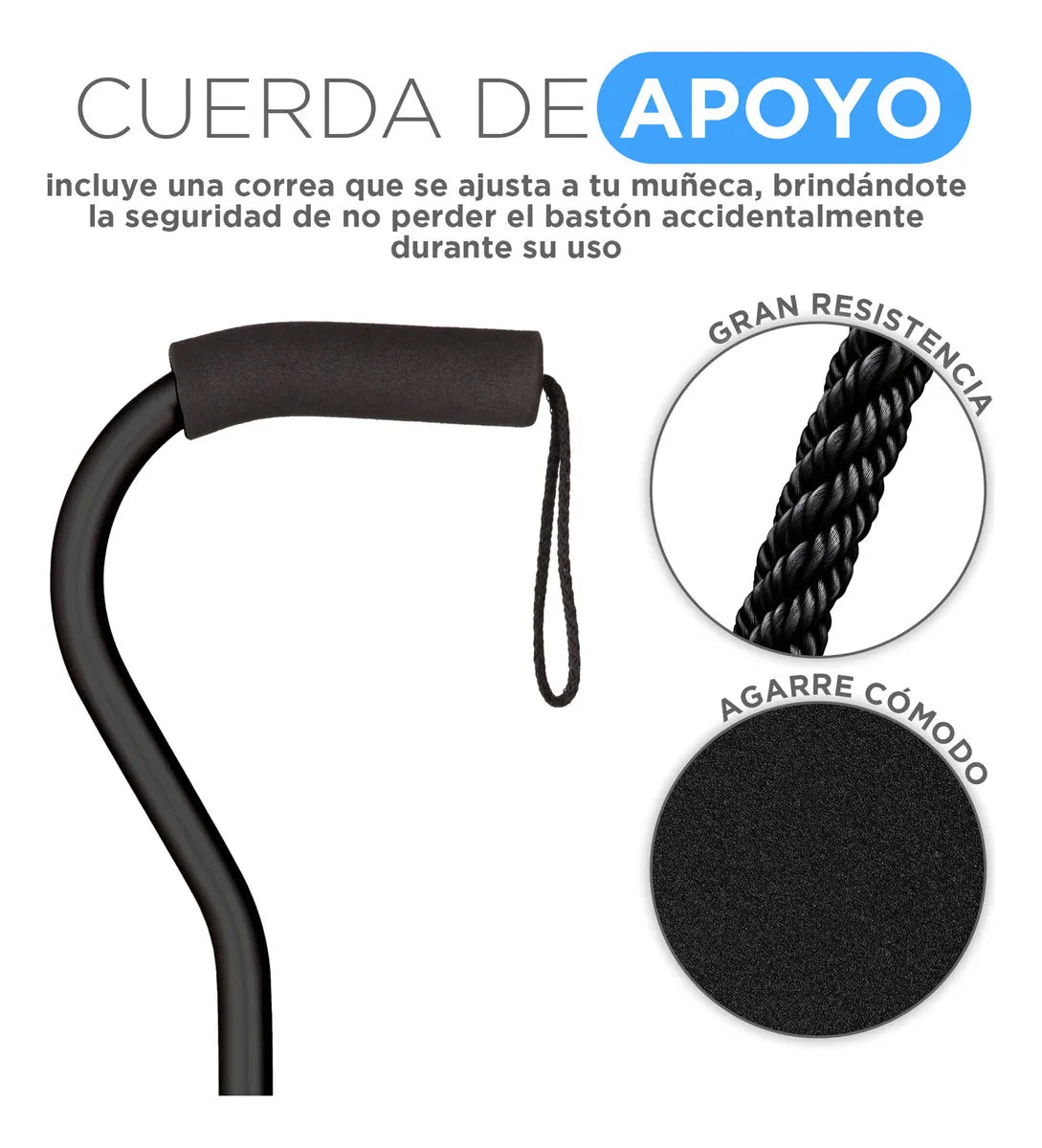 Bastón Ortopédico 4 Apoyos – Cuello de Ganso