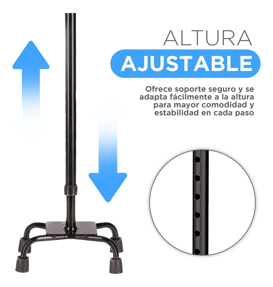 Bastón Ortopédico 4 Apoyos – Cuello de Ganso