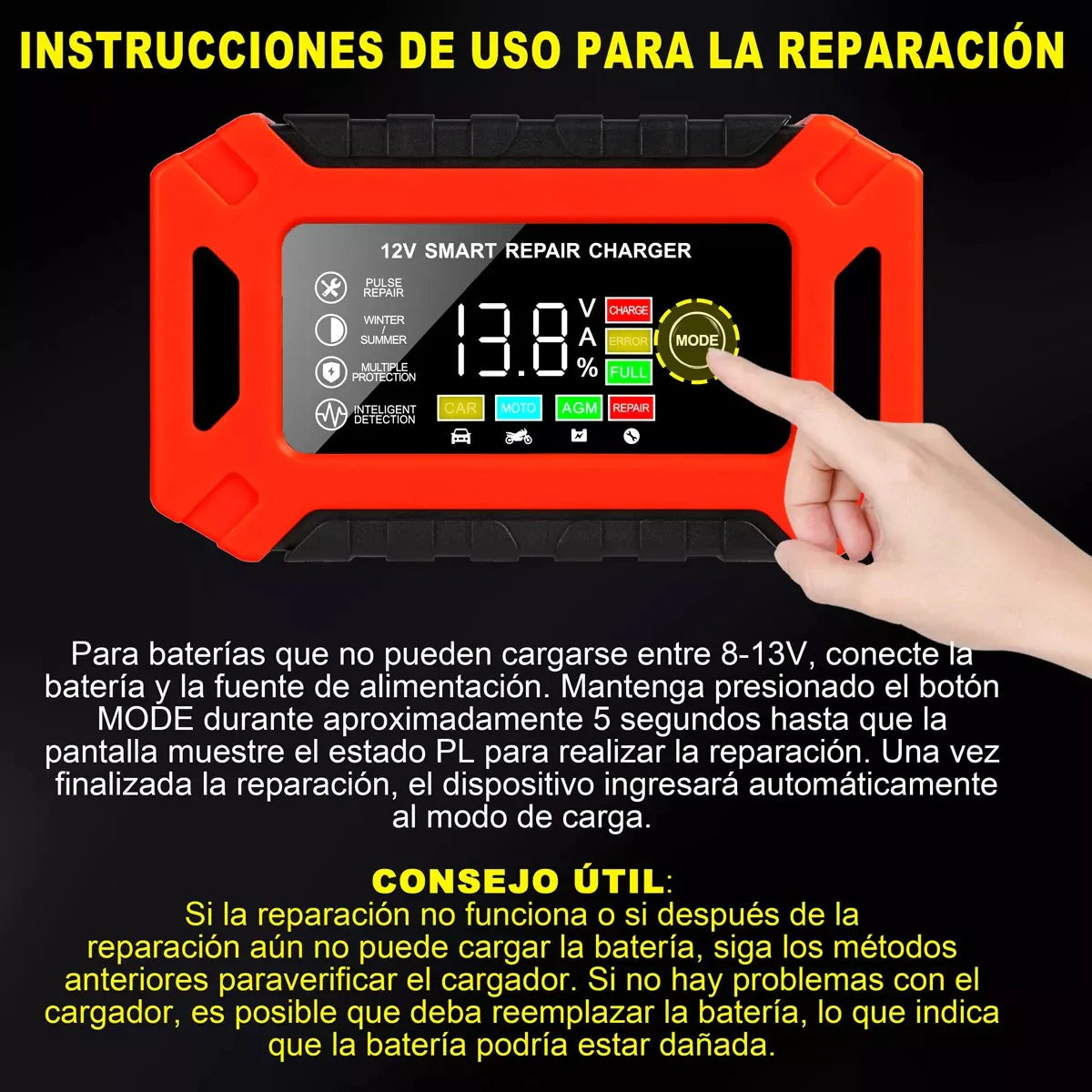 Cargador de Batería Inteligente de 12V:
