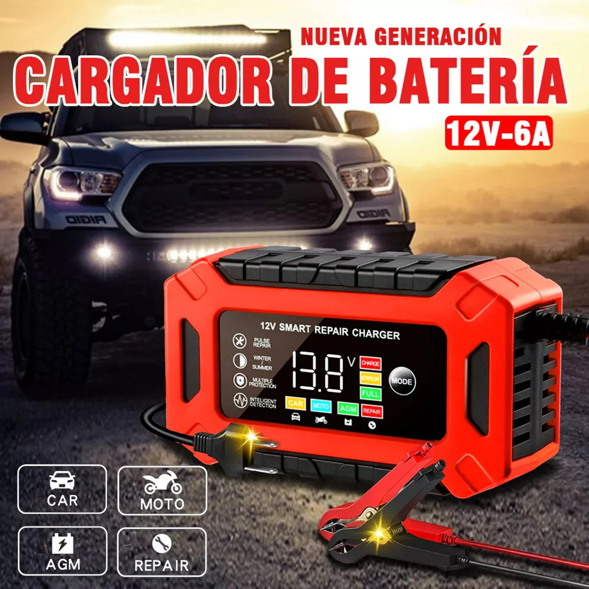 Cargador de Batería Inteligente de 12V: