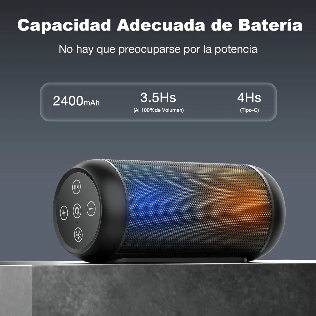 Bocina Bluetooth 10W, luces LED