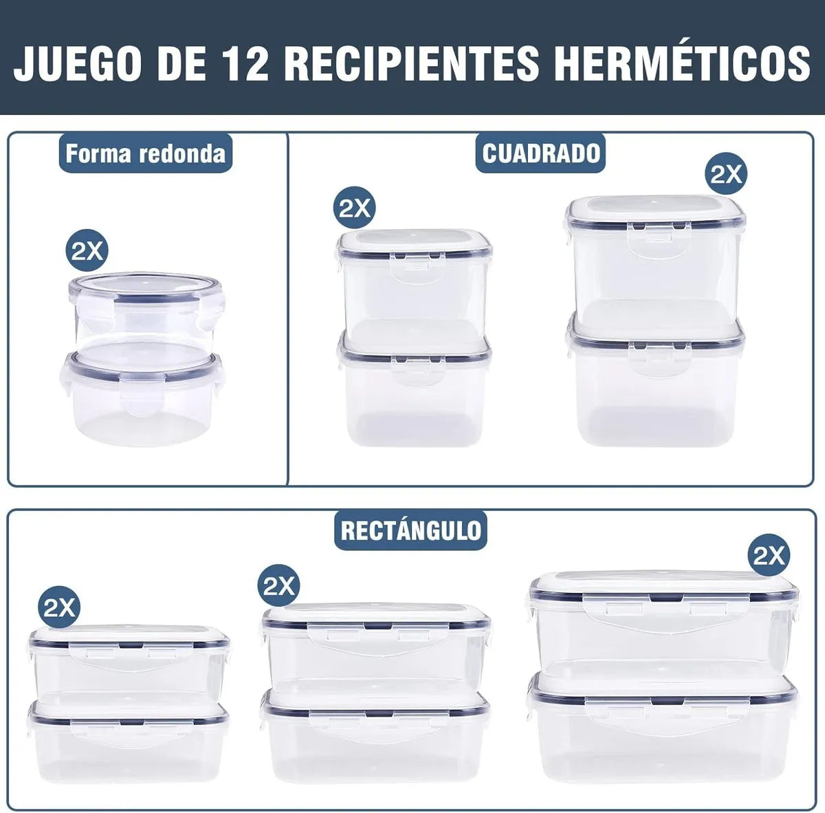 Set 12 Recipientes para alimentos